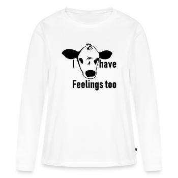 Tierschutz vegan Kuh Tier Tierfreund Geschenk - Frauen Premium Bio Langarmshirt - Weiß - Vorne - Julia (174cm)