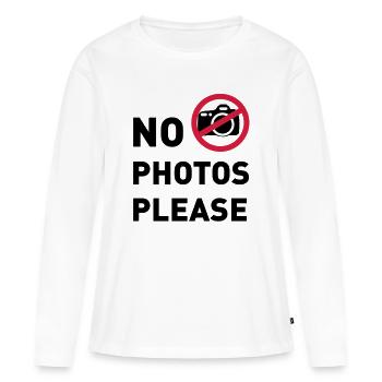 pas de photos, pas de photos, VIP - T-shirt manches longues Premium bio Femme - blanc - Devant - Julia (174cm)