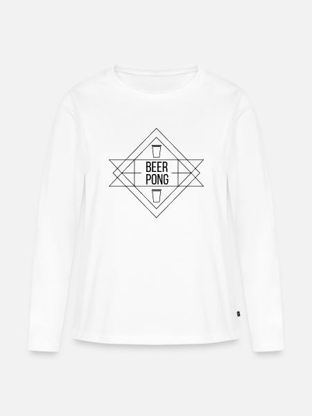 Beer Pong Crest - Frauen Premium Bio Langarmshirt - Weiß