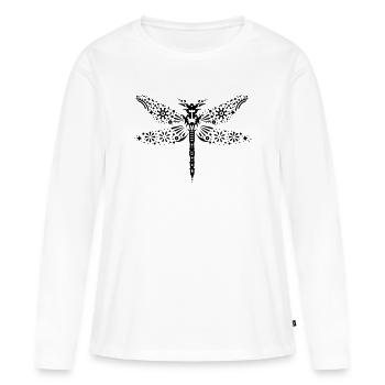Libelle mit filigran verzierten Flügeln - Frauen Premium Bio Langarmshirt - Weiß - Vorne - Julia (174cm)