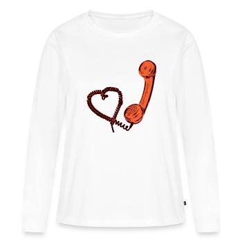 Rétro combiné de téléphone avec le coeur - T-shirt manches longues Premium bio Femme - blanc - Devant - Julia (174cm)