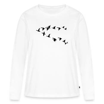 Troupeau d’oiseaux troupeau d’oiseaux - T-shirt manches longues Premium bio Femme - blanc - Devant - Julia (174cm)