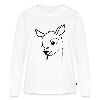 Chevreuil Chevreuil de chevreuil à la main - T-shirt manches longues Premium bio Femme - blanc - Devant - Julia (174cm)