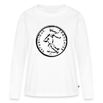 Soyons Franc - T-shirt manches longues Premium bio Femme - blanc - Devant - Julia (174cm)