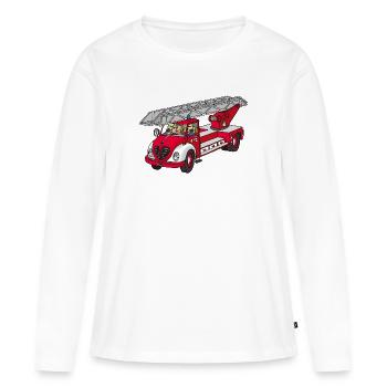Platine DL échelle 23 - T-shirt manches longues Premium bio Femme - blanc - Devant - Julia (174cm)