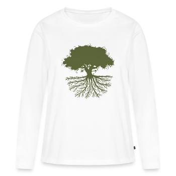 les racines des arbres verts - T-shirt manches longues Premium bio Femme - blanc - Devant - Julia (174cm)