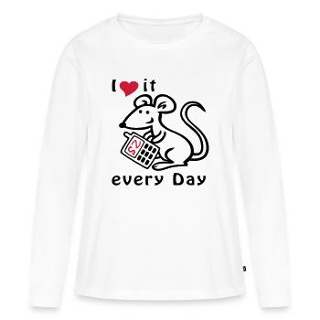 Mobile Phone, Mouse, Chat - Women's Premium Organic Long Sleeve Shirt - white - Front - Julia (174cm)