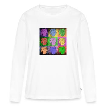 Monstera deliciosa Pop Art Pop Art Popart Art - T-shirt manches longues Premium bio Femme - blanc - Devant - Julia (174cm)