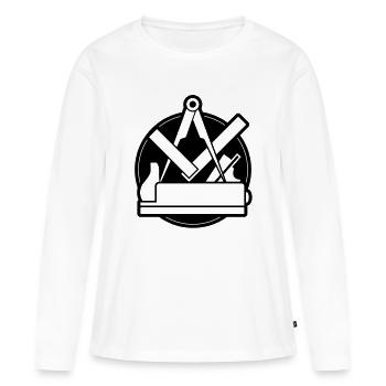 La guilde des menuisiers - T-shirt manches longues Premium bio Femme - blanc - Devant - Julia (174cm)