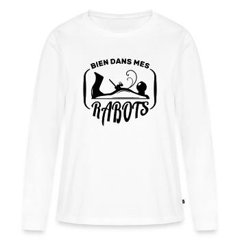 Menuisiers et Ébénistes bien dans ses rabots - T-shirt manches longues Premium bio Femme - blanc - Devant - Julia (174cm)