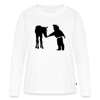 Cowboy - T-shirt manches longues Premium bio Femme - blanc - Devant - Julia (174cm)
