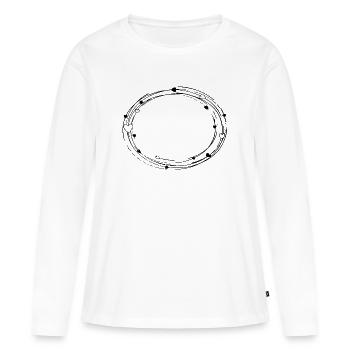 Ovale décoratif avec des coeurs - fond de cadre - T-shirt manches longues Premium bio Femme - blanc - Devant - Julia (174cm)