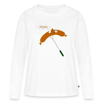 aide saucisses griller - T-shirt manches longues Premium bio Femme - blanc - Devant - Julia (174cm)