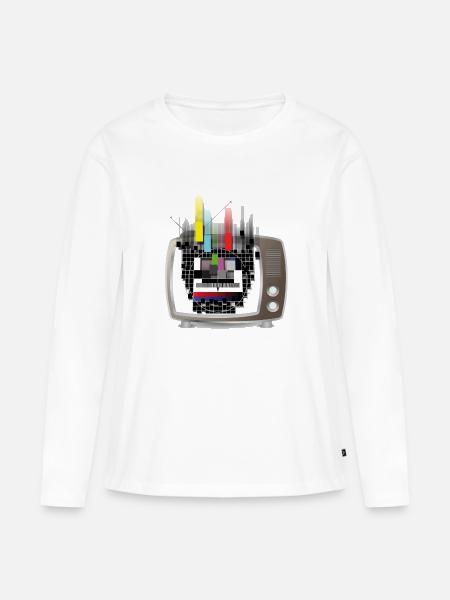 Flowing Test-Screen Retro TV - Frauen Premium Bio Langarmshirt - Weiß