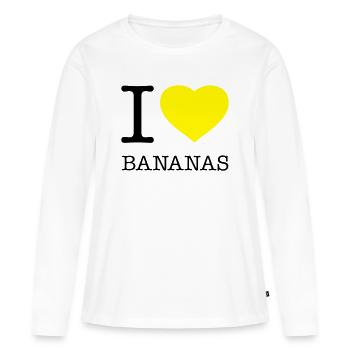 J’AIME LES BANANES Banane - T-shirt manches longues Premium bio Femme - blanc - Devant - Julia (174cm)