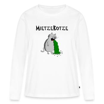 Mietzekatze muss kotzen = MietzeKotze - Frauen Premium Bio Langarmshirt - Weiß - Vorne - Julia (174cm)