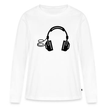 headphones - Women's Premium Organic Long Sleeve Shirt - white - Front - Julia (174cm)
