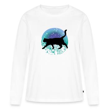 Chat noir - T-shirt manches longues Premium bio Femme - blanc - Devant - Julia (174cm)