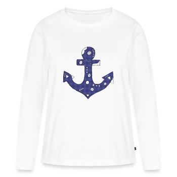 Anker - Frauen Premium Bio Langarmshirt - Weiß - Vorne - Julia (174cm)