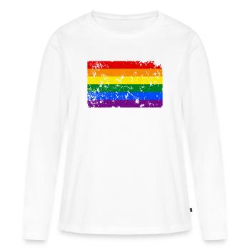 Effet vintage drapeau lgbt - T-shirt manches longues Premium bio Femme - blanc - Devant - Julia (174cm)