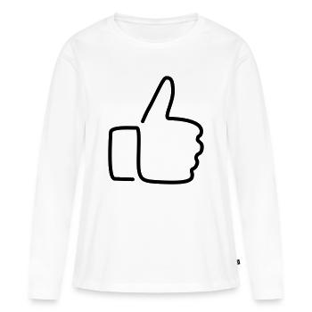 Daumen hoch! - Frauen Premium Bio Langarmshirt - Weiß - Vorne - Julia (174cm)