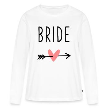 Coeur de mariée cupidon arrow enterrement de vie de garçon - T-shirt manches longues Premium bio Femme - blanc - Devant - Julia (174cm)