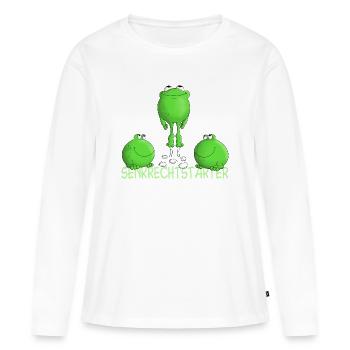 Start - Abheben - lustig - Frauen Premium Bio Langarmshirt - Weiß - Vorne - Julia (174cm)