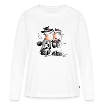 Kuh Hochzeit - Braut - Bräutigam - Frauen Premium Bio Langarmshirt - Weiß - Vorne - Julia (174cm)