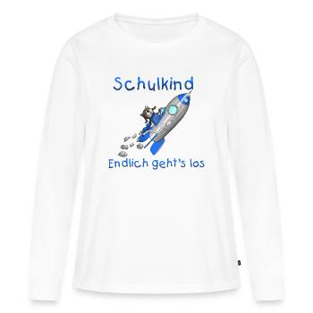 Schulkind - Schulanfang - Frauen Premium Bio Langarmshirt - Weiß - Vorne - Julia (174cm)