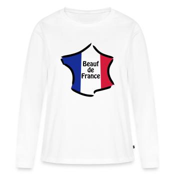 Beauf de France - T-shirt manches longues Premium bio Femme - blanc - Devant - Julia (174cm)