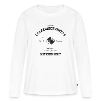 Excellente infirmière - T-shirt manches longues Premium bio Femme - blanc - Devant - Julia (174cm)