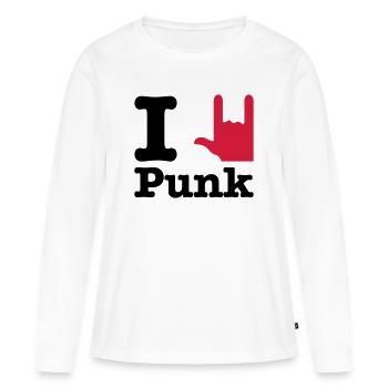 j'aime le punk - J'aime le punk - T-shirt manches longues Premium bio Femme - blanc - Devant - Julia (174cm)