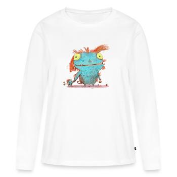 The Monster - Mom - t-shirt - Women's Premium Organic Long Sleeve Shirt - white - Front - Julia (174cm)