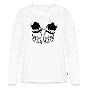 Les mains et les menottes - T-shirt manches longues Premium bio Femme - blanc - Devant - Julia (174cm)