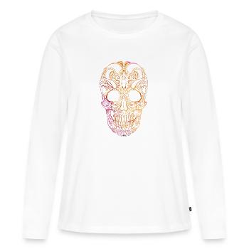 Ornement de crâne coloré - T-shirt manches longues Premium bio Femme - blanc - Devant - Julia (174cm)