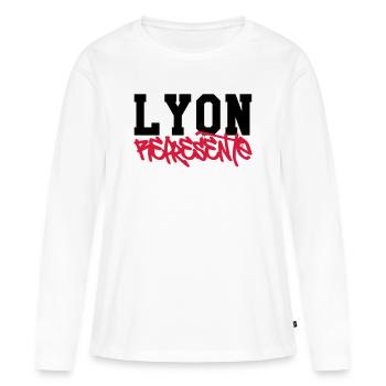 Lyon Représente - T-shirt manches longues Premium bio Femme - blanc - Devant - Julia (174cm)