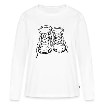 Bottes de randonnée - T-shirt manches longues Premium bio Femme - blanc - Devant - Julia (174cm)