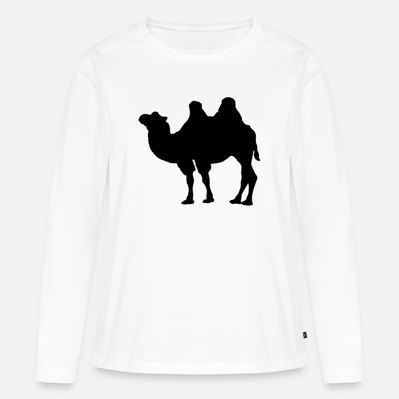 Kamel - Frauen Premium Bio Langarmshirt - Weiß