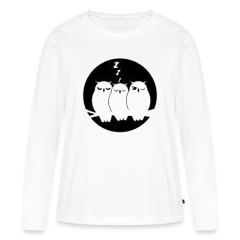 Des hiboux mignons endormis qui brillent dans le noir - T-shirt manches longues Premium bio Femme - blanc - Devant - Julia (174cm)