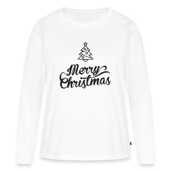 Joyeux joyeux noel - T-shirt manches longues Premium bio Femme - blanc - Devant - Julia (174cm)