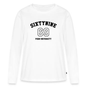 69 Porn University - T-shirt manches longues Premium bio Femme - blanc - Devant - Julia (174cm)