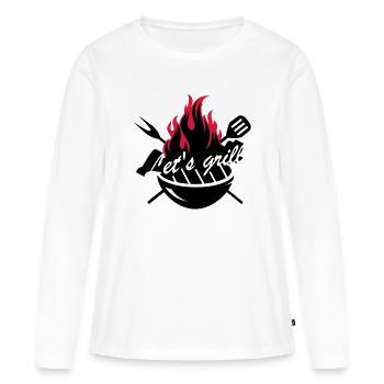 Grill mit Grillbesteck - Frauen Premium Bio Langarmshirt - Weiß - Vorne - Julia (174cm)