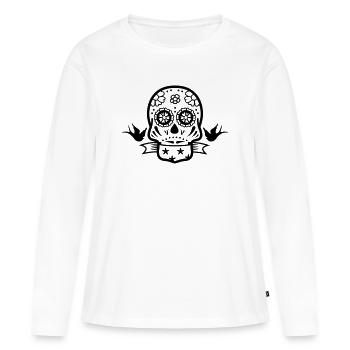 Schädel old school - Frauen Premium Bio Langarmshirt - Weiß - Vorne - Julia (174cm)