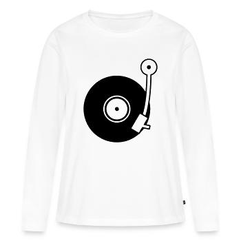 Turntable - Vinyl Schallplattenspieler - Frauen Premium Bio Langarmshirt - Weiß - Vorne - Julia (174cm)