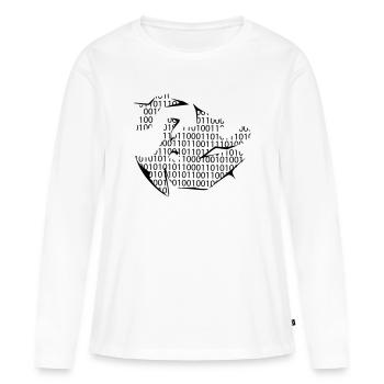 code binaire - T-shirt manches longues Premium bio Femme - blanc - Devant - Julia (174cm)