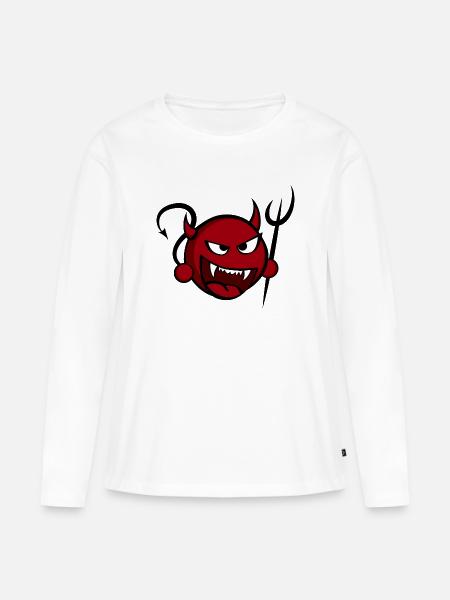 Teufelchen mit Dreizack - Frauen Premium Bio Langarmshirt - Weiß