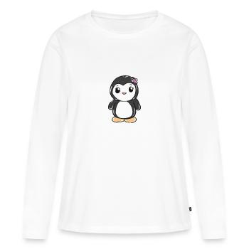 manchot - T-shirt manches longues Premium bio Femme - blanc - Devant - Julia (174cm)