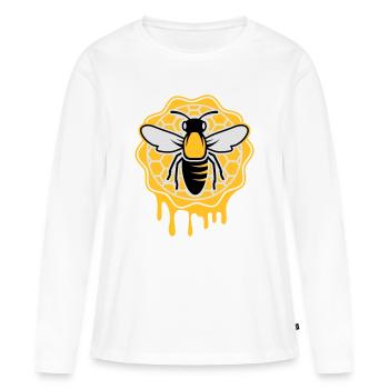 une abeille et nid d'abeille - T-shirt manches longues Premium bio Femme - blanc - Devant - Julia (174cm)