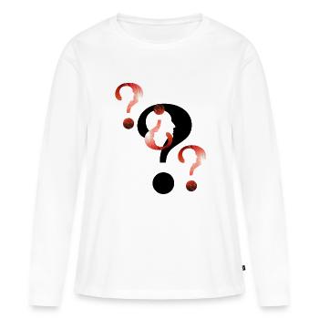Point d’interrogation Feux d’artifice - T-shirt manches longues Premium bio Femme - blanc - Devant - Julia (174cm)