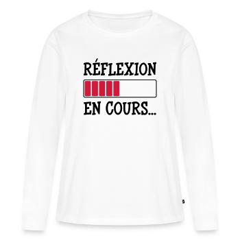 Réflexion en cours... - T-shirt manches longues Premium bio Femme - blanc - Devant - Julia (174cm)